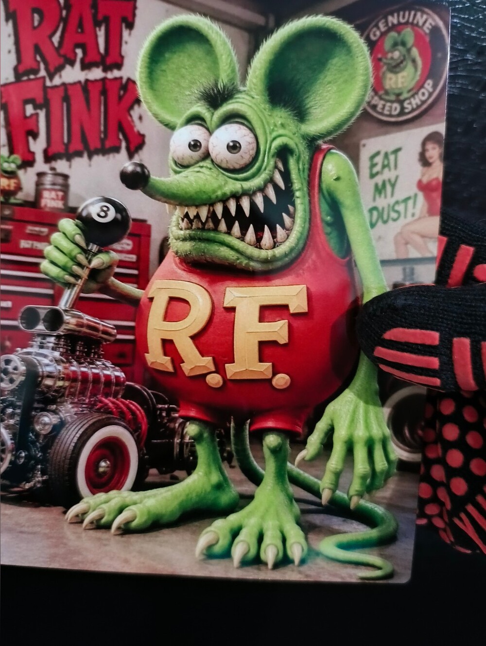 Rat Fink Green Character Graphic Tee Art Print